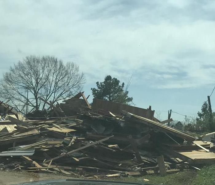 A large debris pile from the Jacksonville tornado.