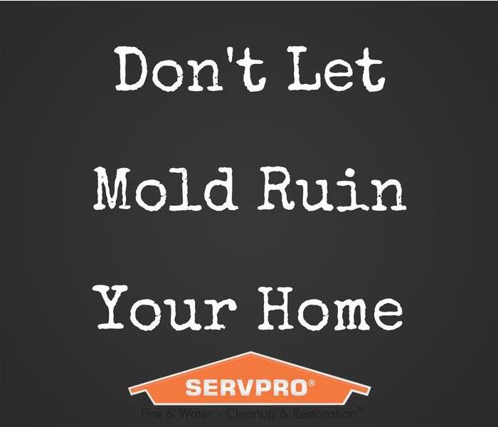 Sign saying, "Don't let mold ruin your home." with the SERVPRO logo.