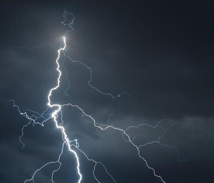 a large lightning strike in a dark stormy sky
